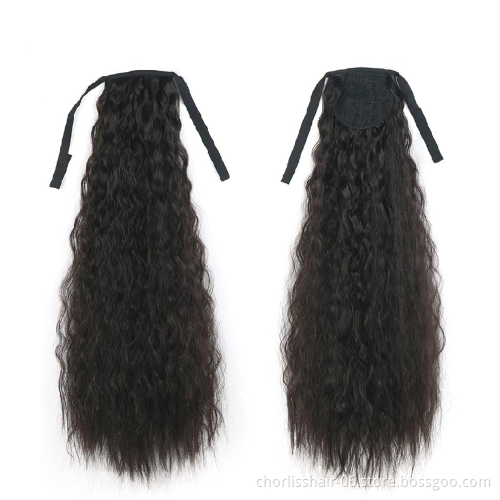 Hot Selling High Quality Long Straight Clip In Hair Tail False Hair Ponytail Hairpiece Wrap Around Synthetic Hair Extension